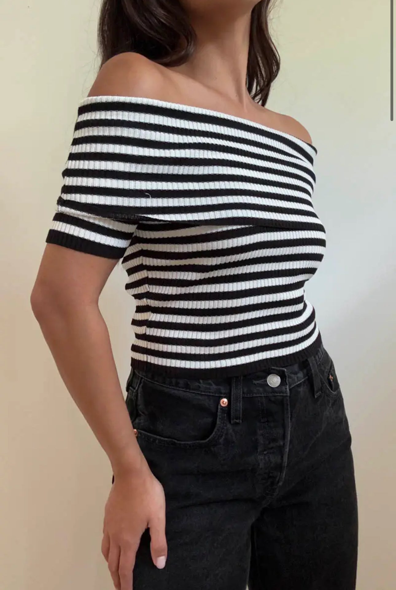 Ayla Striped Off the Shoulder Top