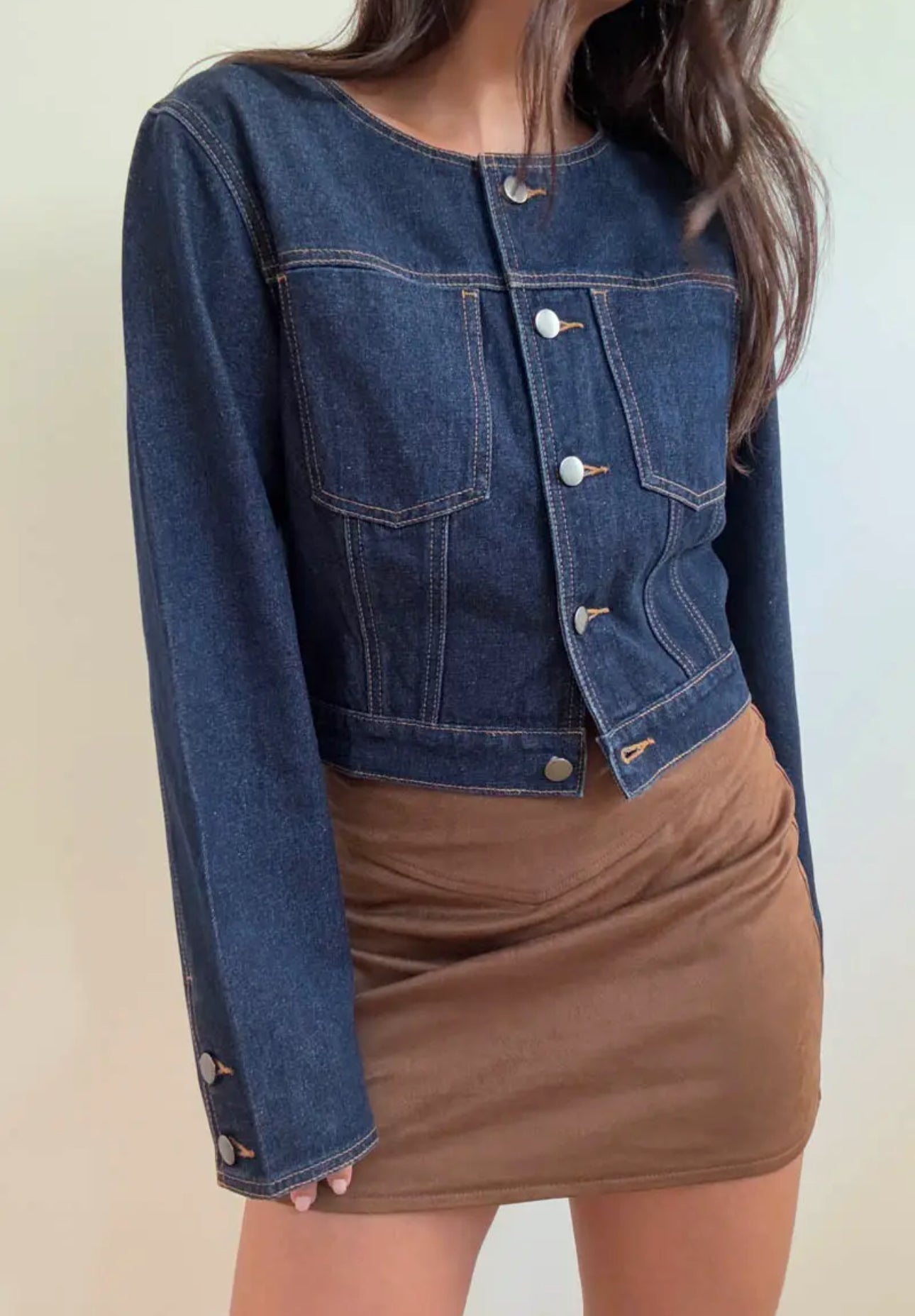 Emory Round Neck Denim Jacket