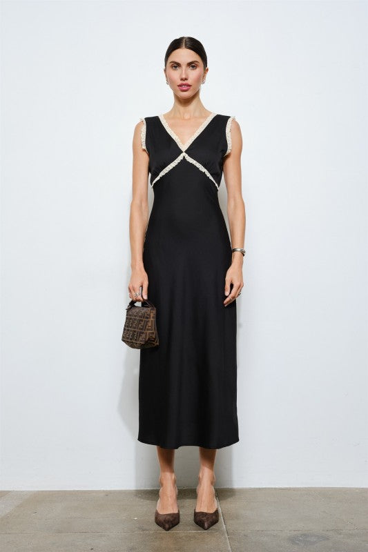 Alessandra Lace Trim Midi Dress