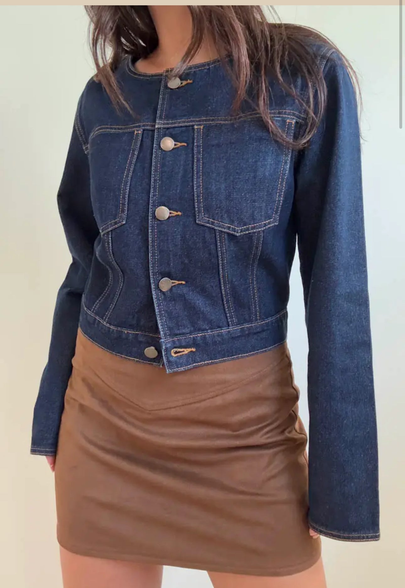 Emory Round Neck Denim Jacket