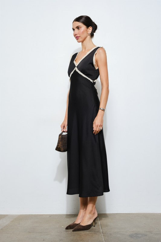 Alessandra Lace Trim Midi Dress