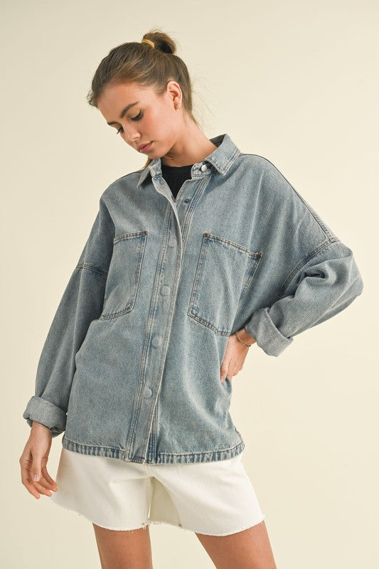 Button Down Denim Shacket