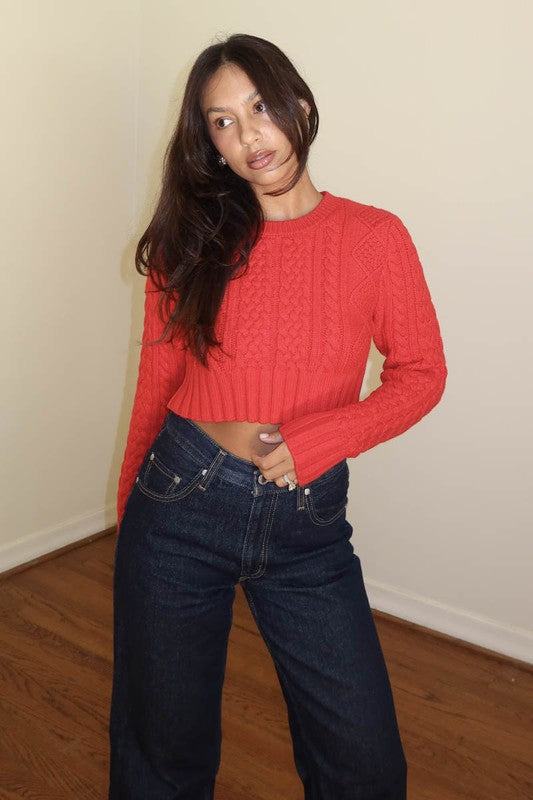 Bailey Cropped Cable Kit Sweater