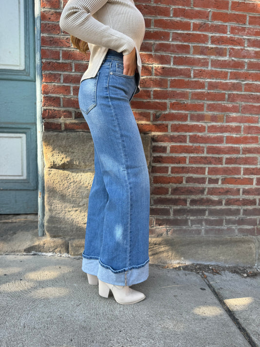 Cuffed Palazzo Denim