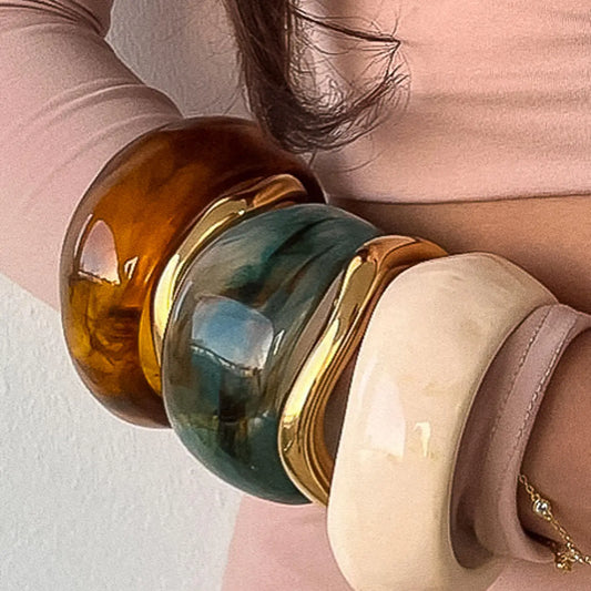 Caelia Modern Bold Statement Resin Bangle