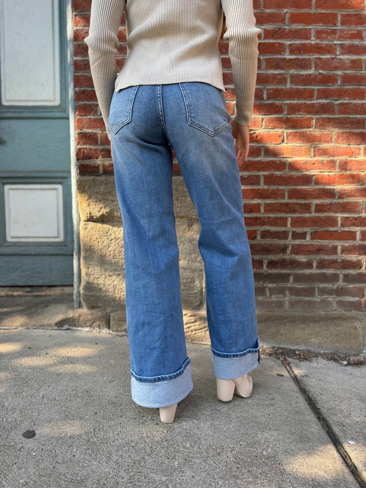 Cuffed Palazzo Denim