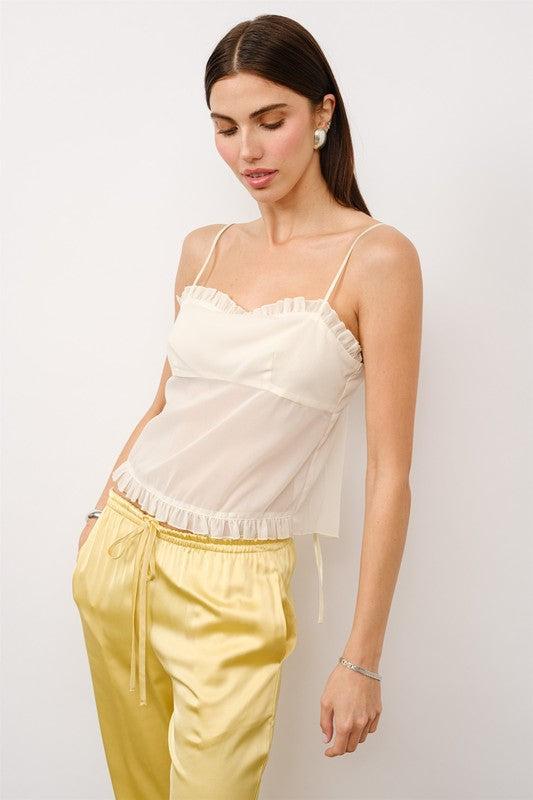 Celine Sheer Ruffle Cami Top