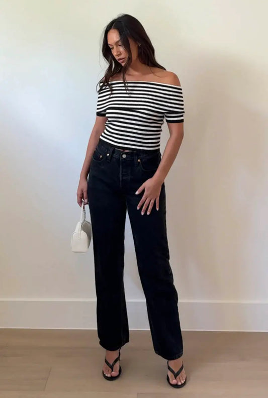 Ayla Striped Off the Shoulder Top