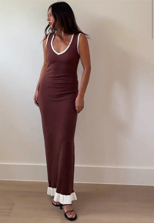 Margo Ruffle Hem Maxi Dress