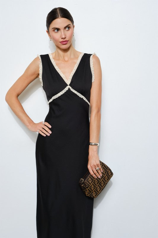 Alessandra Lace Trim Midi Dress