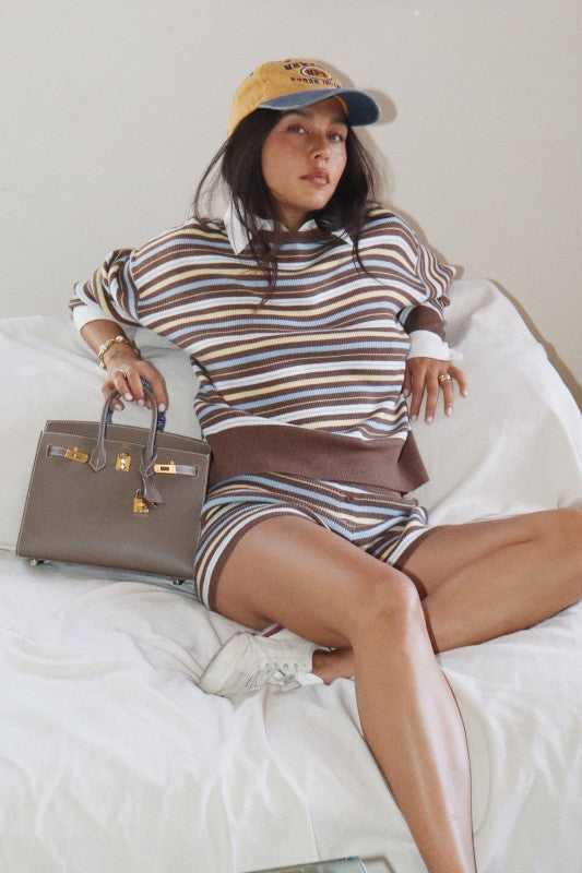 Lila Stripe Knit Collar Top