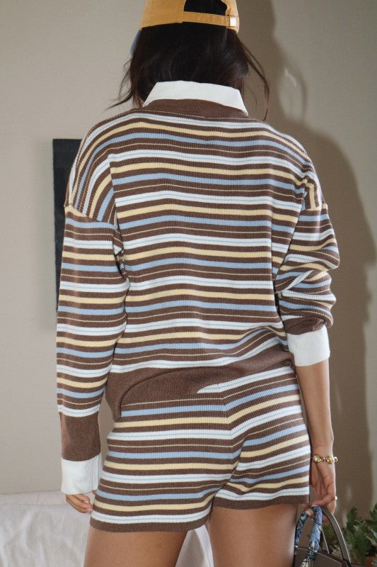 Lila Stripe Knit Collar Top