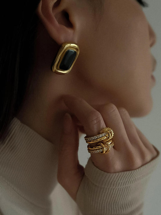 Petra Classic Square Stone Earring