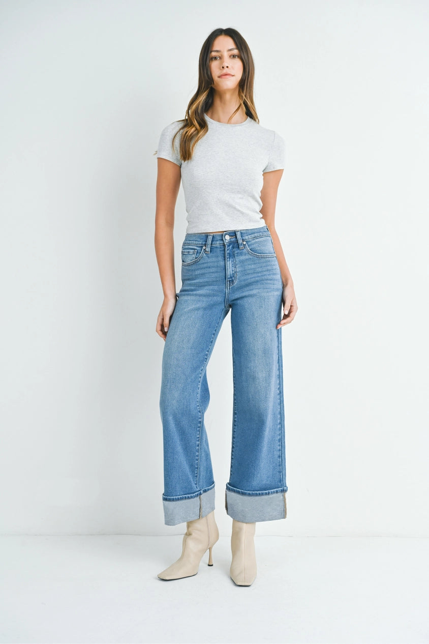 Cuffed Palazzo Denim