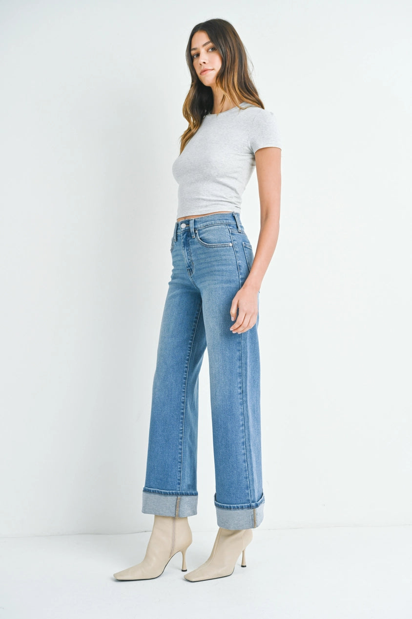 Cuffed Palazzo Denim