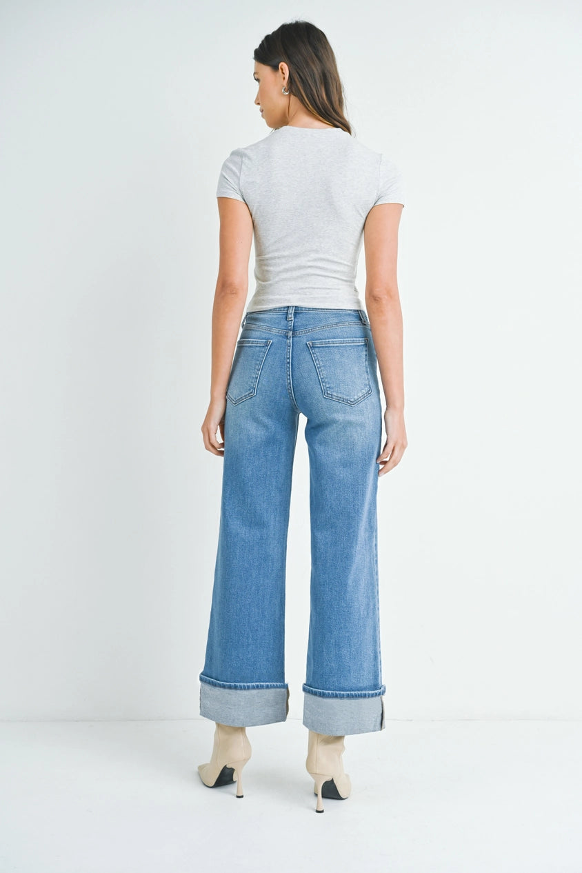 Cuffed Palazzo Denim