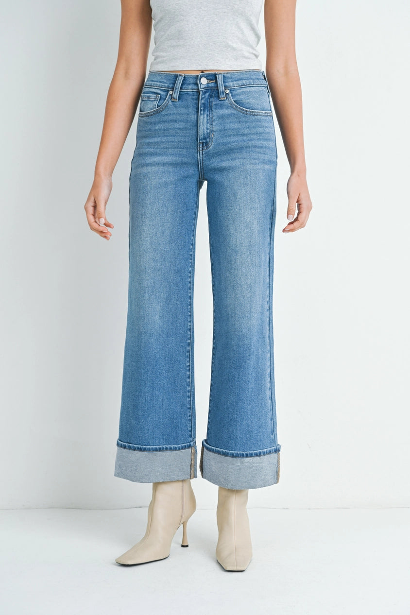 Cuffed Palazzo Denim