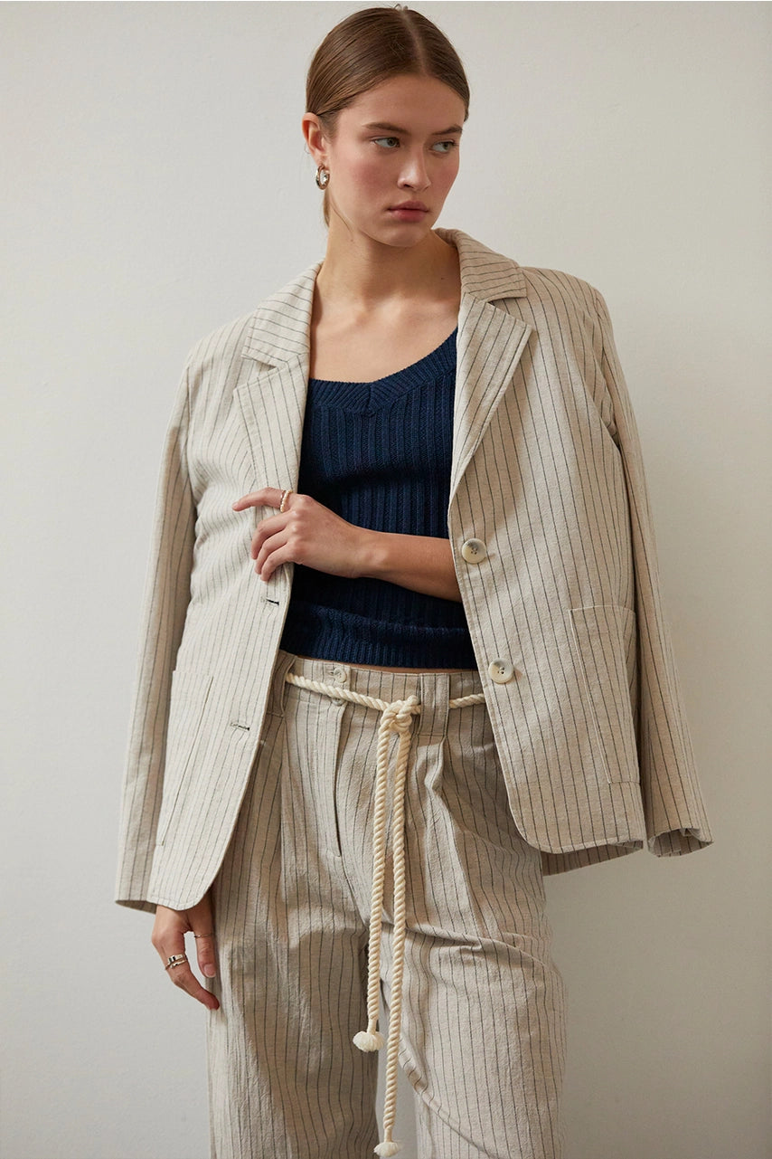 Riley Cotton Stripe Blazer